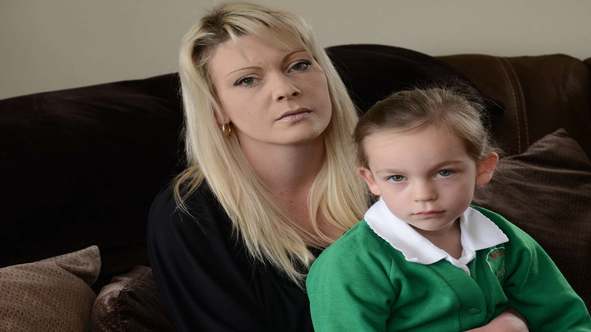 Claire Scarlett with Ellie-Mae, five, who has been waiting 10 weeks for an operation