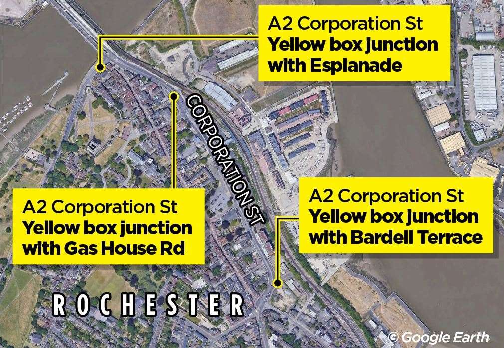 Three yellow box junctions already exist on Corporation Street in Rochester and will now be monitored by ANPR cameras.