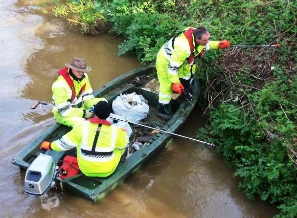 Environment Agency staff take to the river