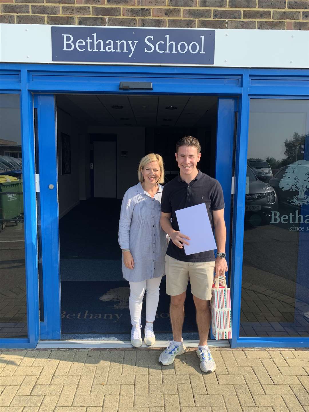 Head boy at Bethany, Jack Bartram pictured with his mum