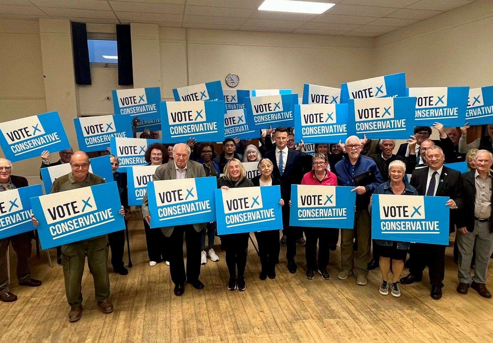 Nathan Gamester with party supporters at the announcement of his selection for the Chatham and Aylesford parliamentary seat.