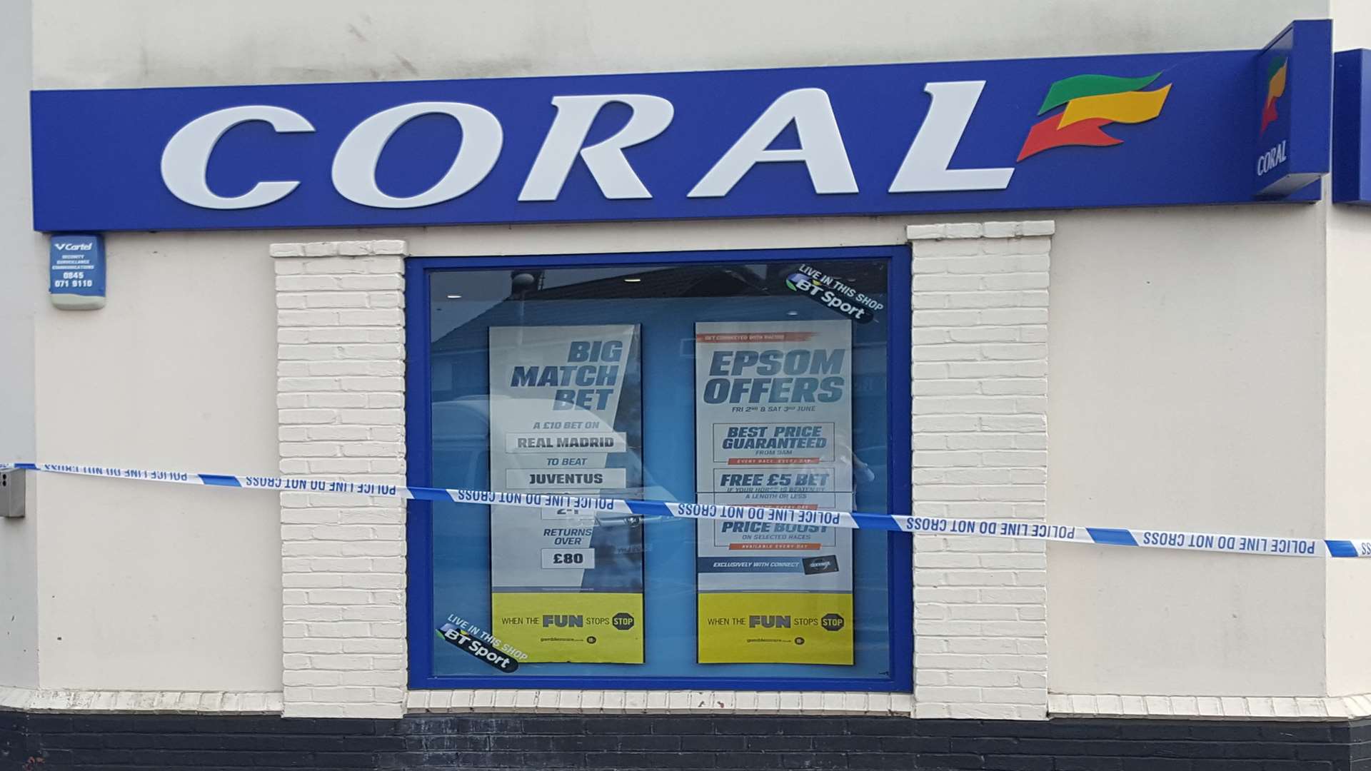 Coral Bookmakers in Herne Bay after a previous raid