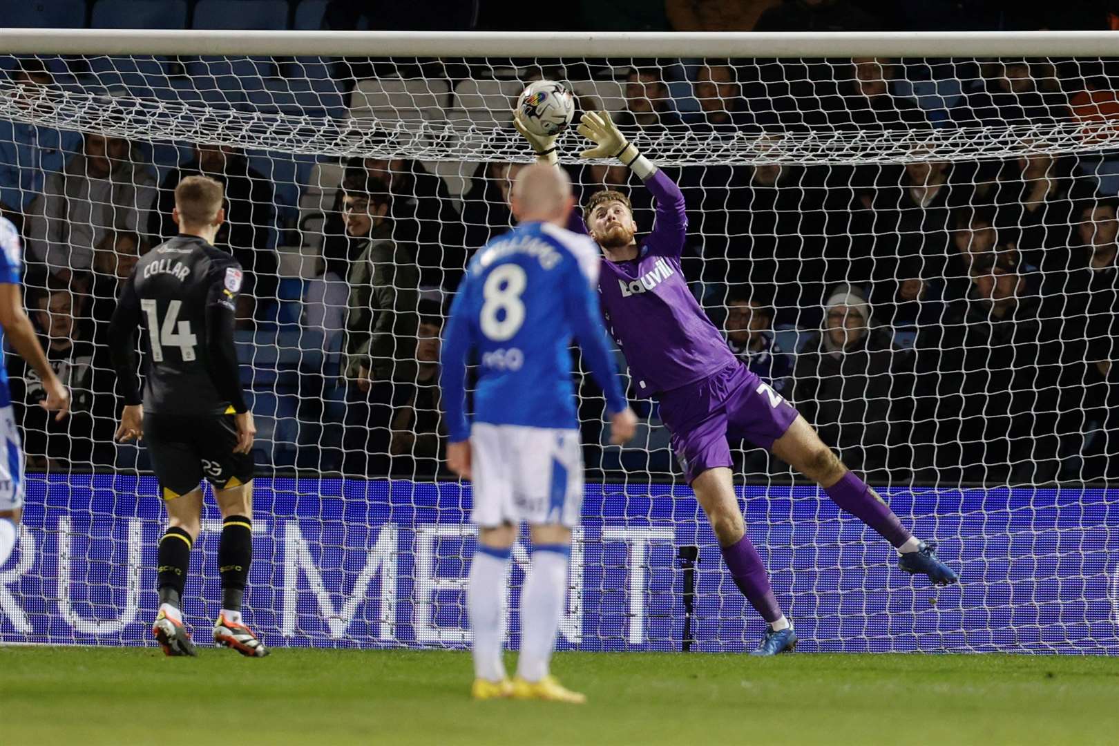 Jake Turner saves from Myles Hippolyte in the first half Picture: Beau Goodwin