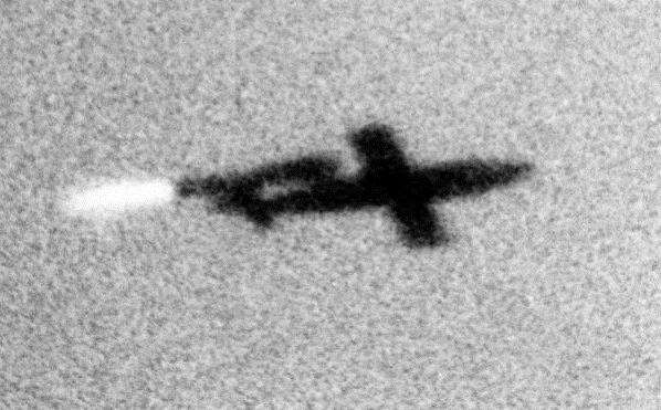 A V-1 crossing the coast at dawn in June 1944