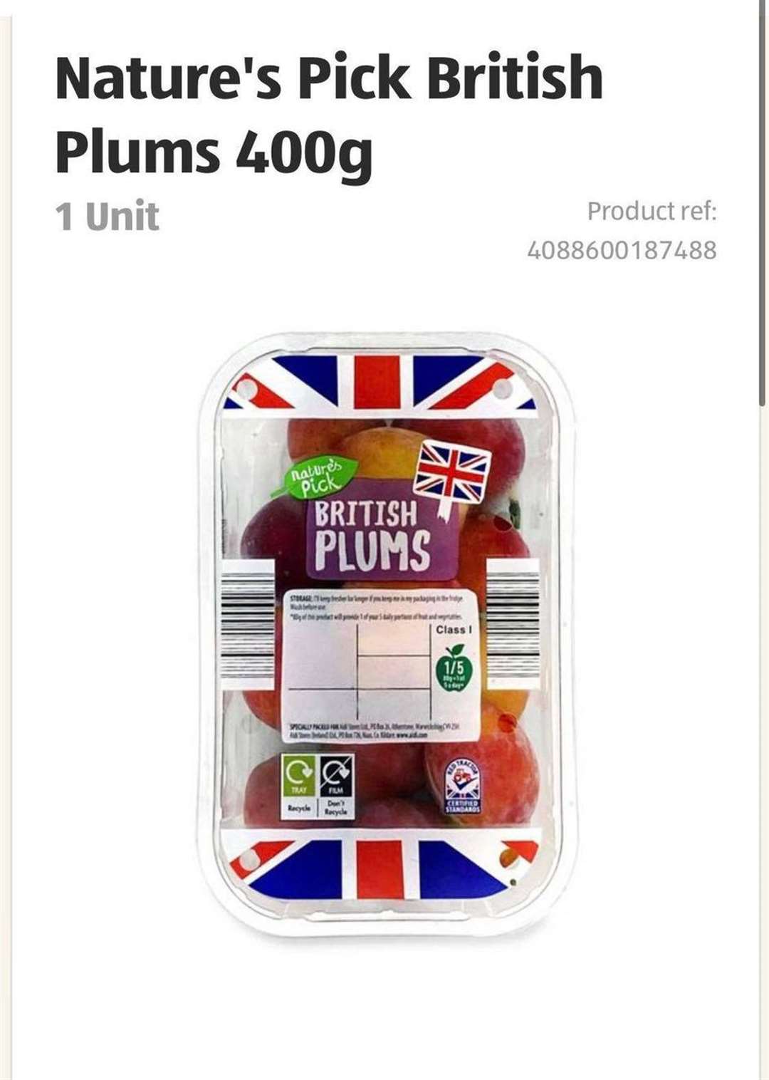 The maggot was found in a plum from Aldi in Hythe. Photo: Aldi