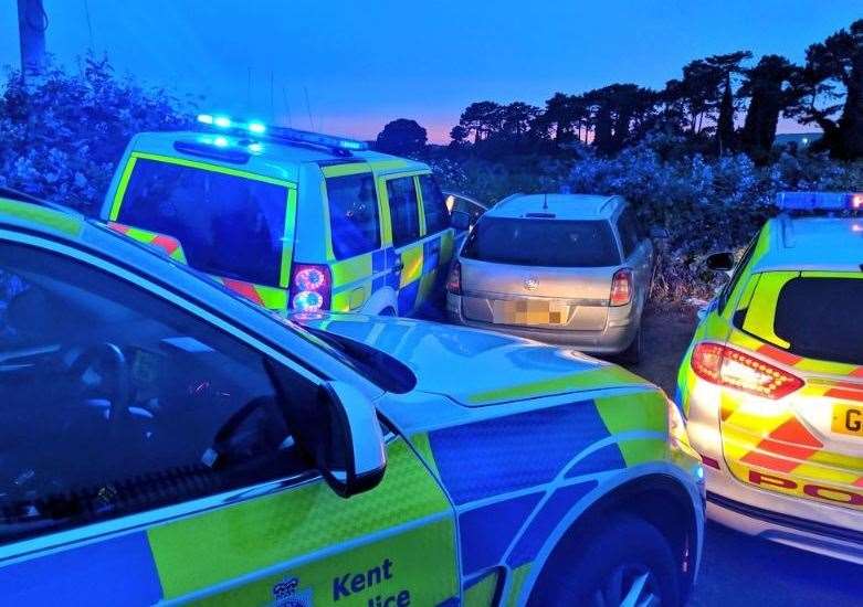 Police stopped a car in a farmer's field in Aylesford on Wednesday night (11855114)