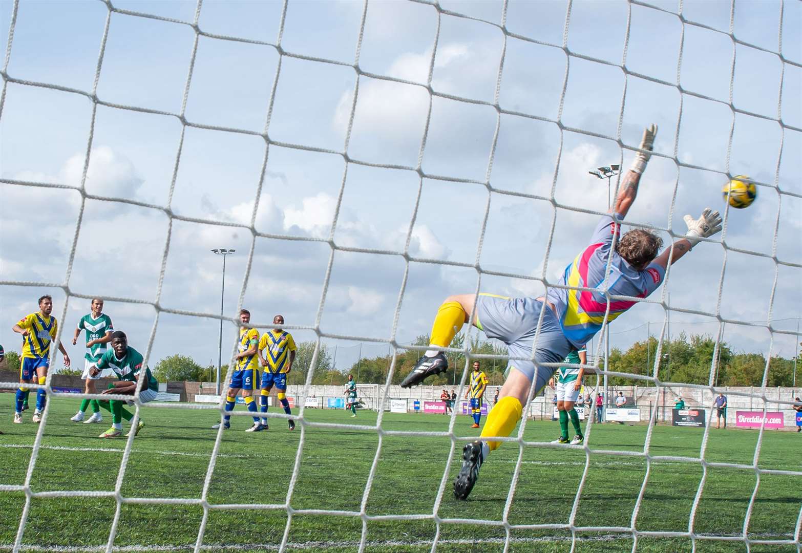 Adem Ramadan gives Ashford the lead against Hanworth Villa in the FA Cup on Saturday. Picture: Ian Scammell