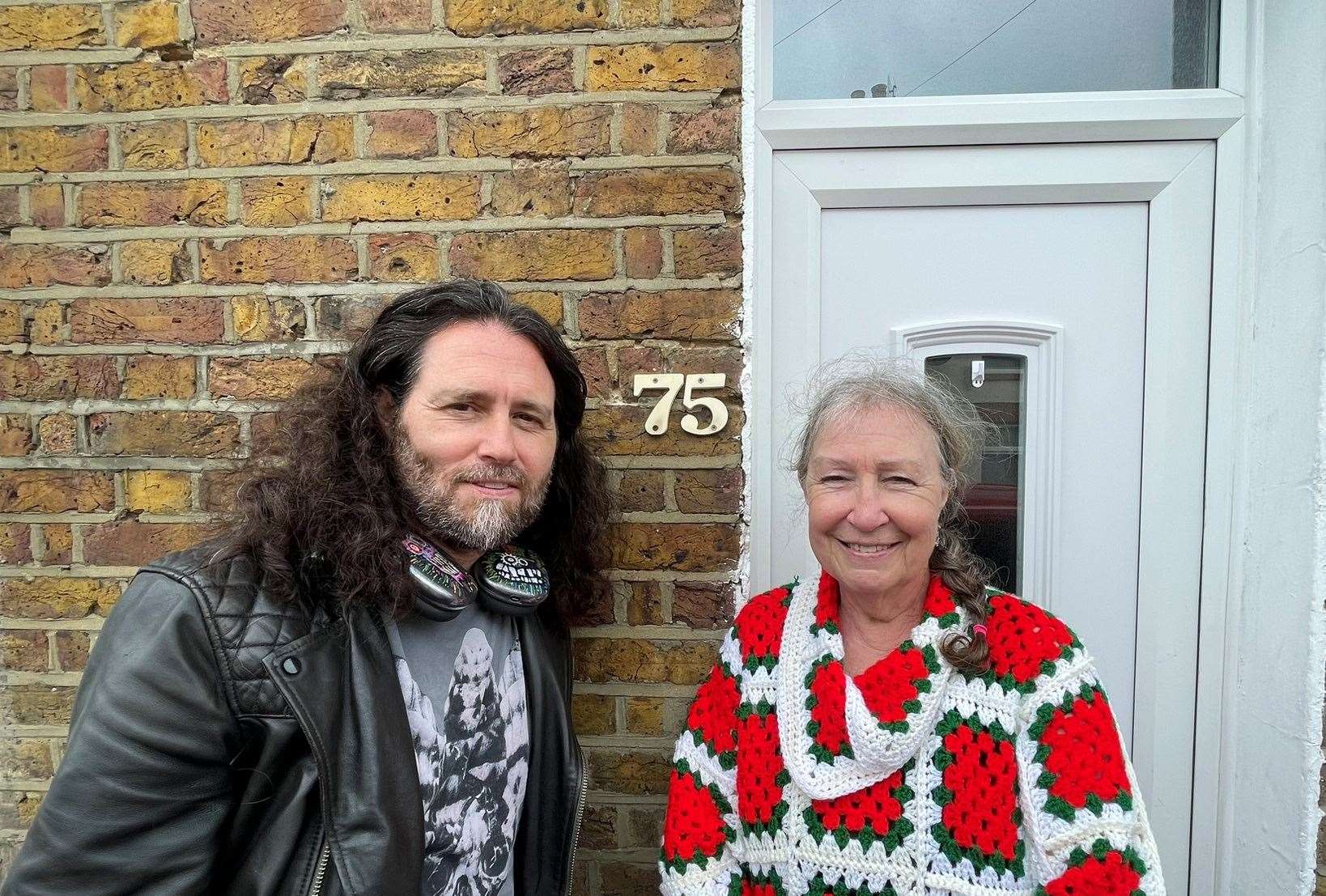 Dan Potter with his mum Anne Richardson, 70, outside their former home in Alma Street, Sheerness. Picture: Joe Crossley