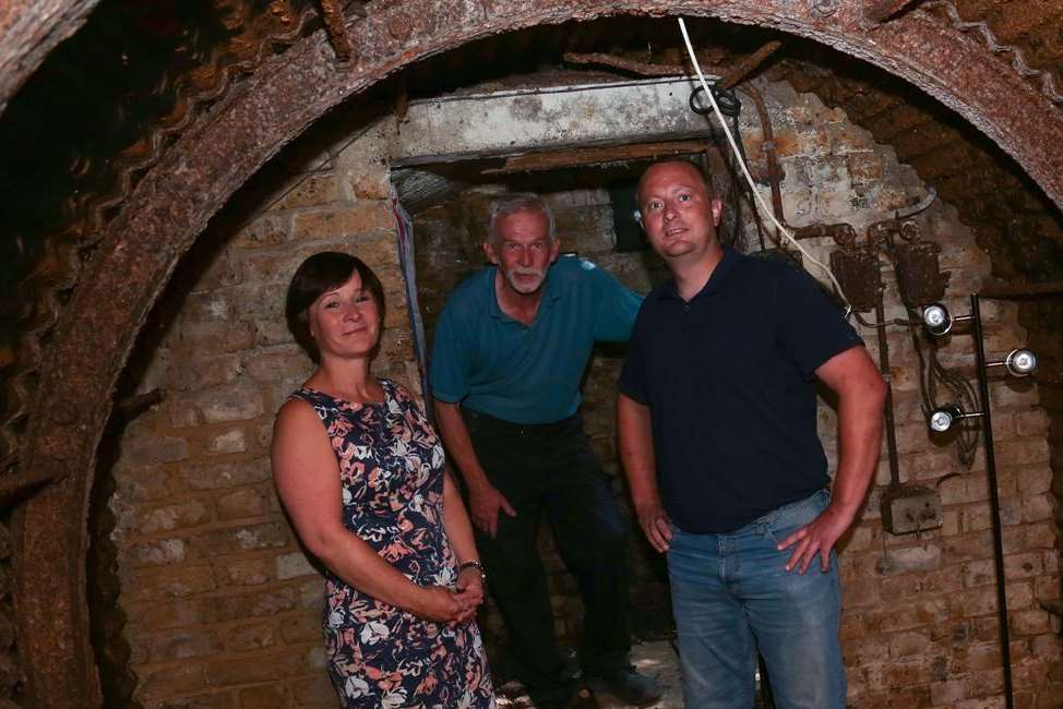 Head of School Anita Meggs, site manager Chris Poulter and Martin Blackwell, parent helper at the shelter