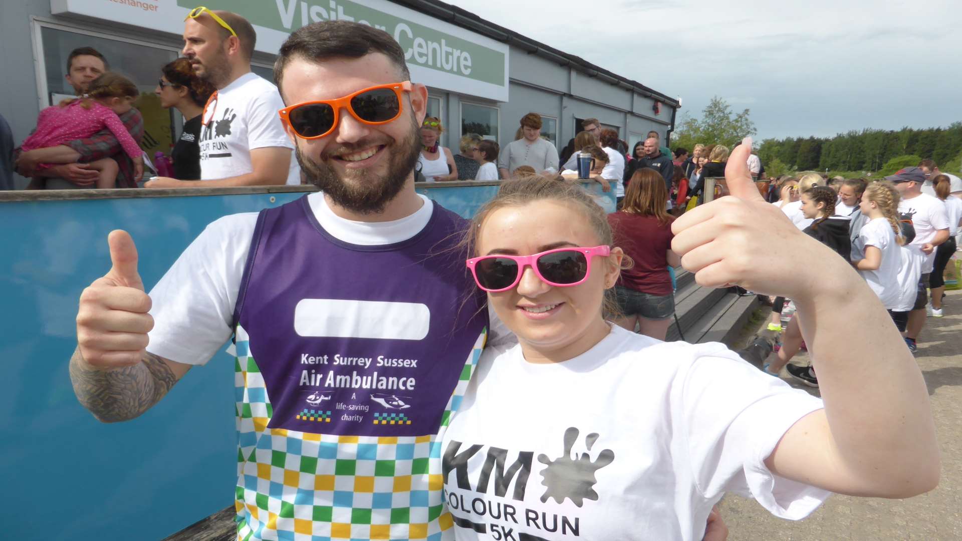 Jordan at the Colour Run with his girlfriend Megan Hand