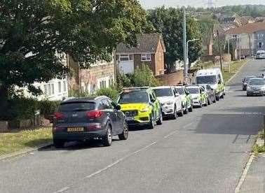 Armed police were spotted in Ifield Way, Gravesend, on Tuesday. Picture: Adam Gronow