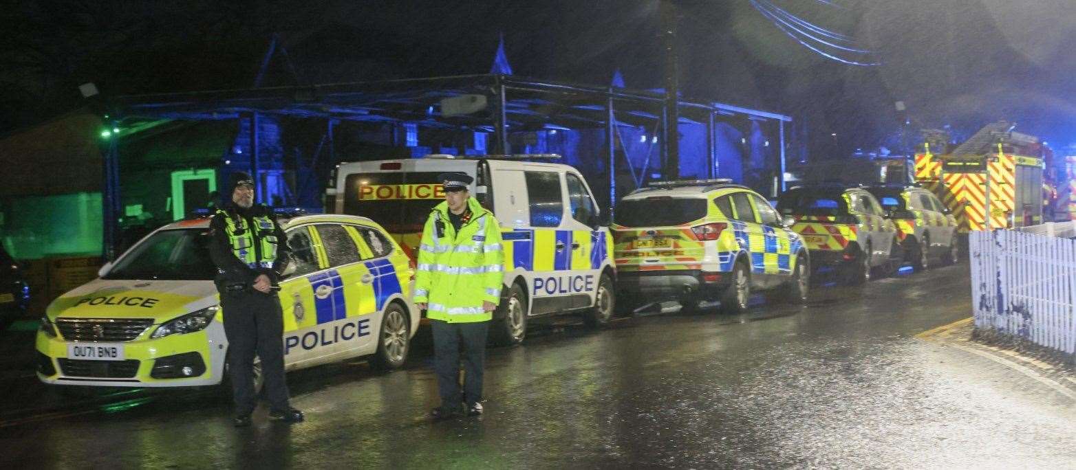 Police and ambulance crews at Headcorn station after a person was hit by a train. Picture: UKNIP