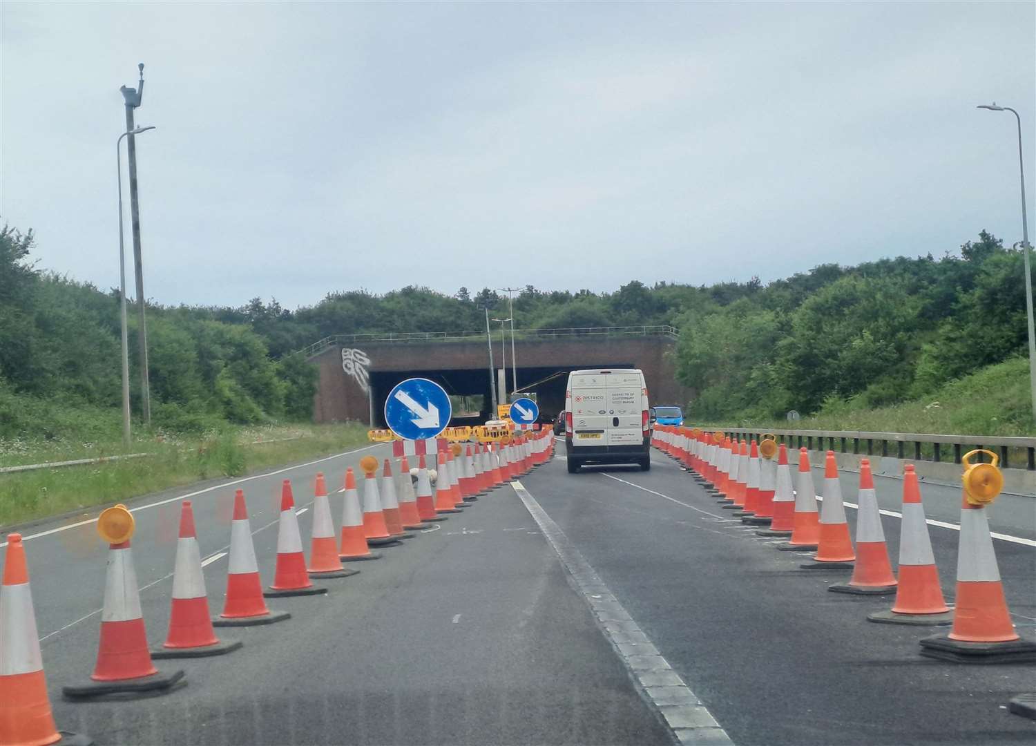 A contraflow has been in place on the A299 New Thanet Way since June, taking vehicles around the closed coastbound section of the Chestfield Tunnel