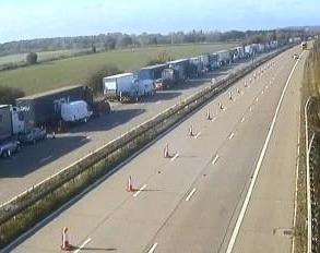 A motorway camera shows the M20 tailbacks. (4825258)