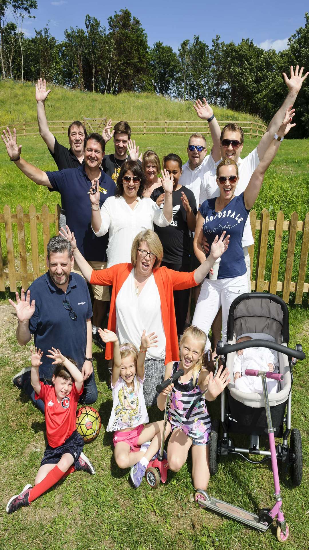 Eagles Road Playground Association members, local residents and local councillors celebrate at the playground site.