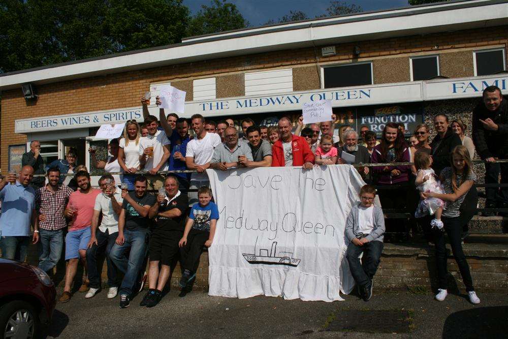 Regulars at the Medway Queen pub