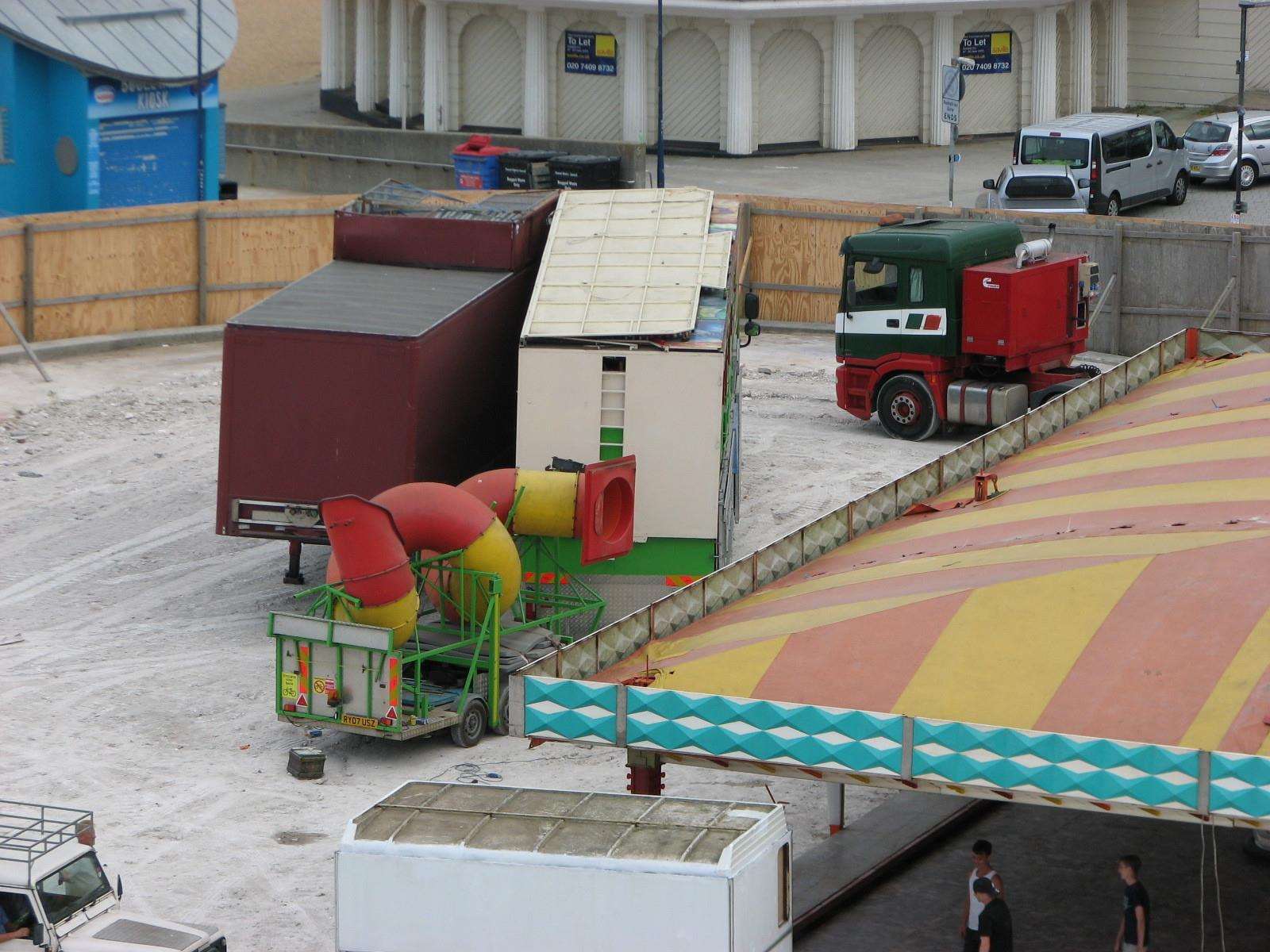 Fairground rides arriving on site. Pic: Michael Child