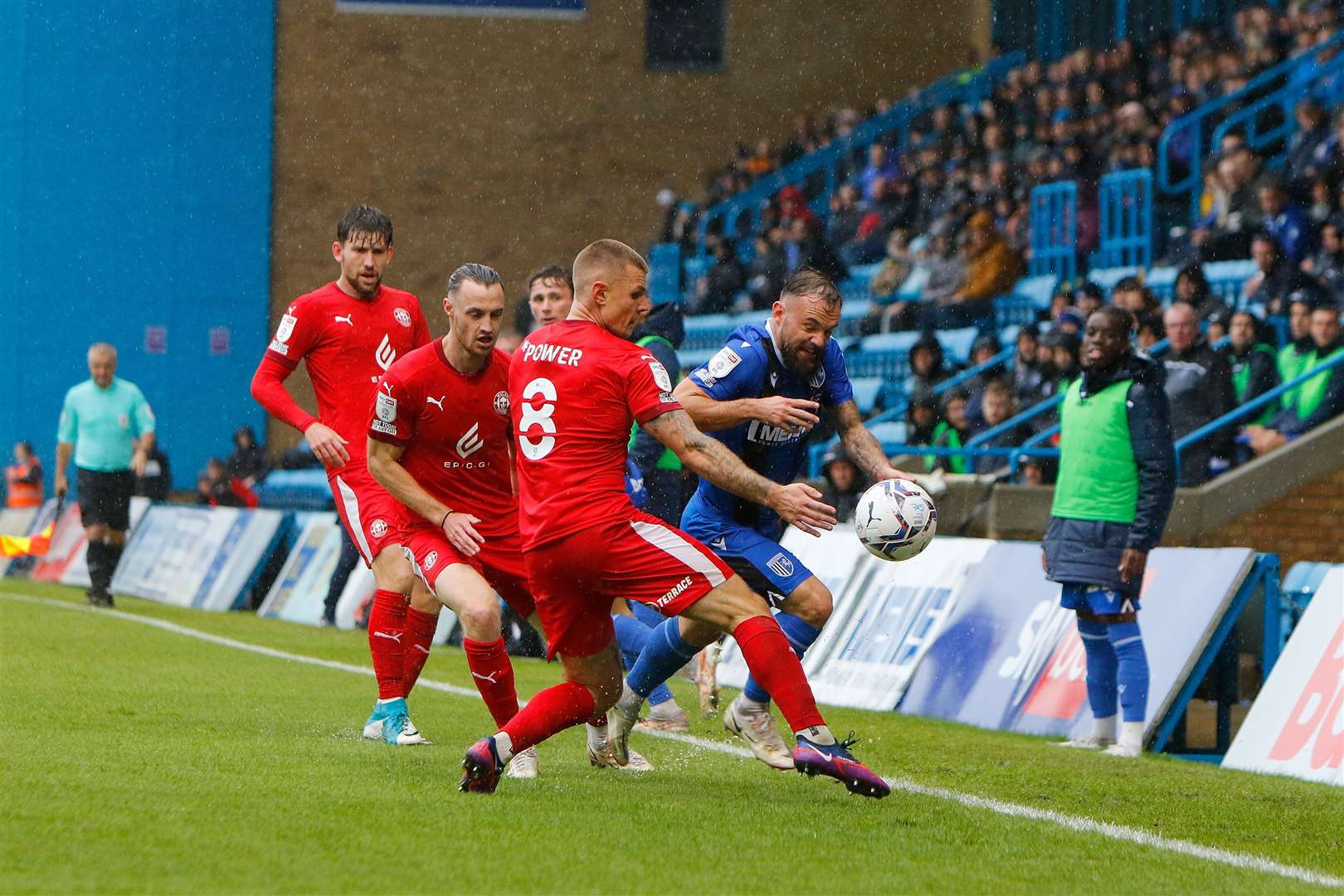 Danny Lloyd tries to make progress against Wigan Athletic Picture: Andy Jones