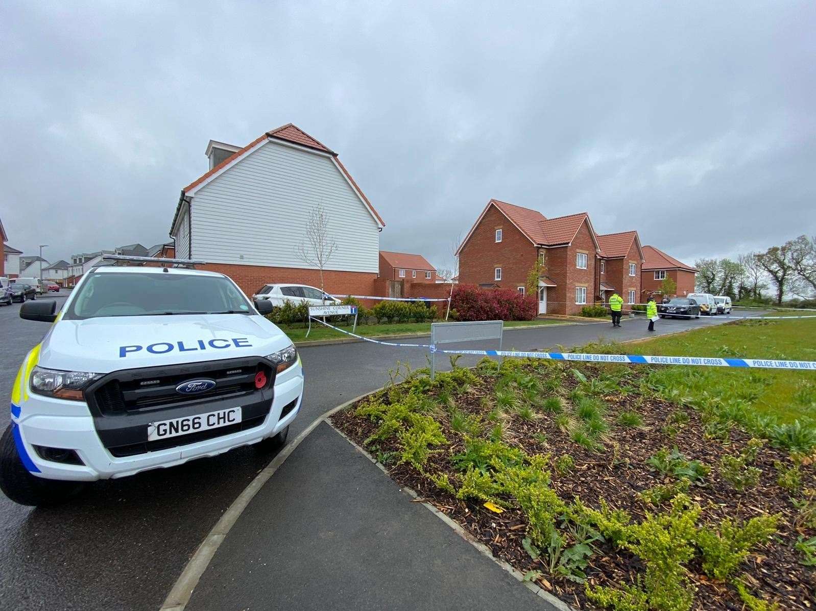 Police and forensics teams search a property in Aylesham Picture: Barry Goodwin