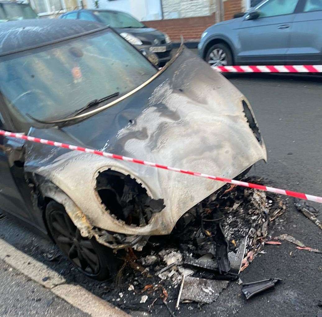 Multiple cars were on fire in Ramsgate. Picture: Natalie Stephens