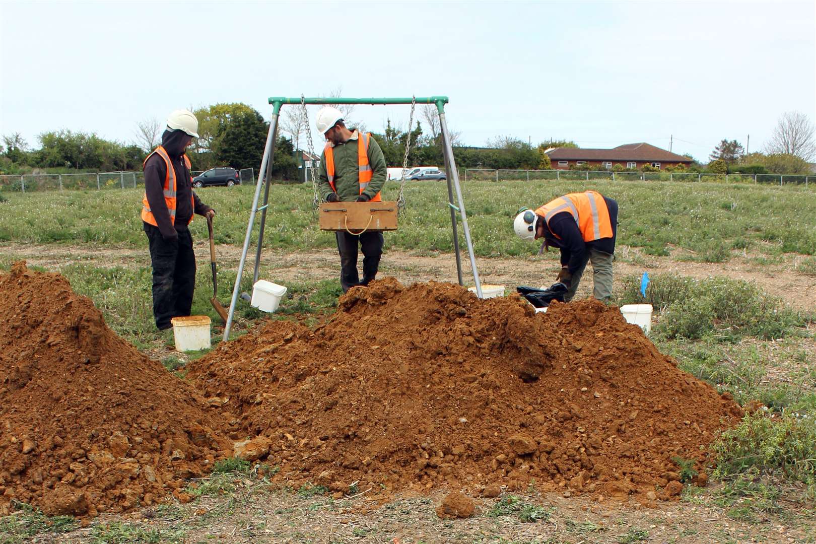 Archaeologists sieving soils on site. Picture: Cotswold Archaeology