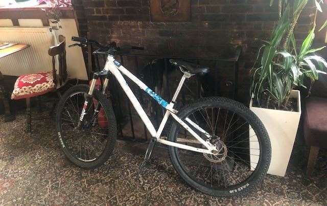 Parked up safely, one local had left his bike leaning up against the fireplace