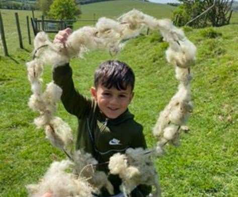 William Brown during a day out exploring Lyminge with his family