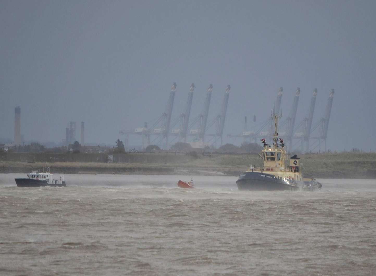 A workboat was blown aground by Storm Katie after engine failure. Picture: Jason Arthur