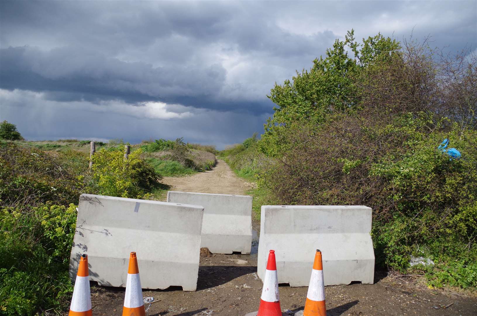 The entrance to Bogshole Lane off the A299 New Thanet Way has been blocked off in a bid to stop fly-tippers