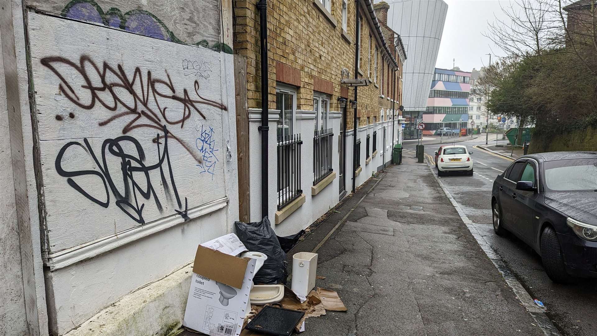 Graffiti and fly-tipping just yards from the new F51 skate park