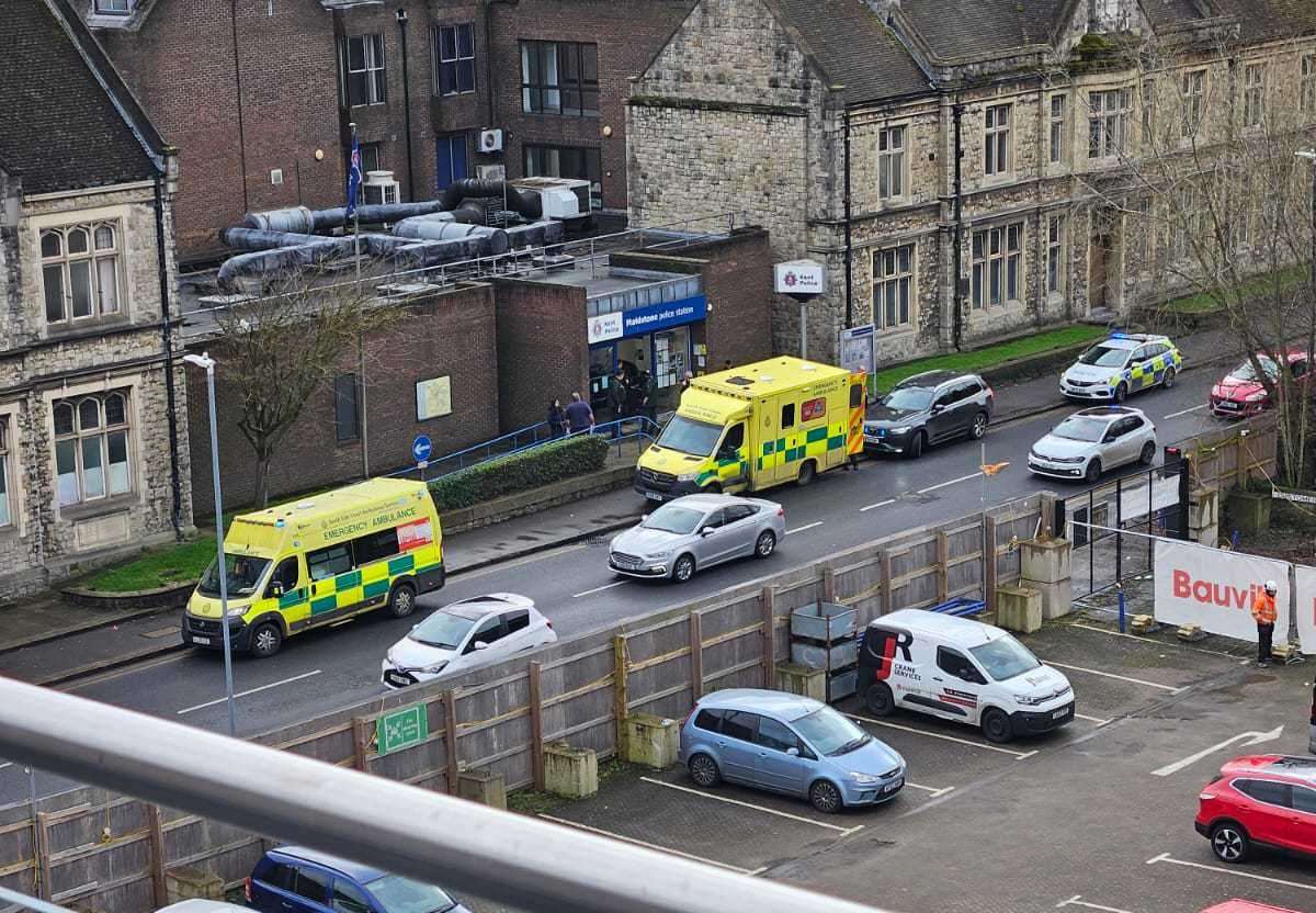 Police escorted the ambulance as it left