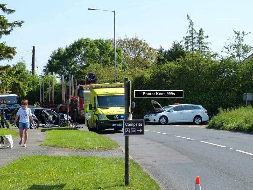 Emergency services at the scene in Pay Street, Densole. Picture: Kent_999s