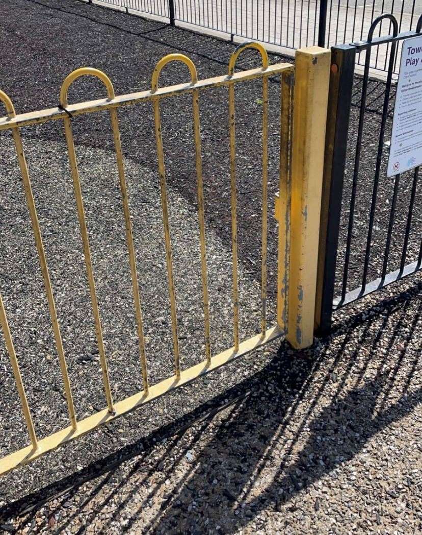 The gate to the seafront playpark which caused the injury to Finley’s eye