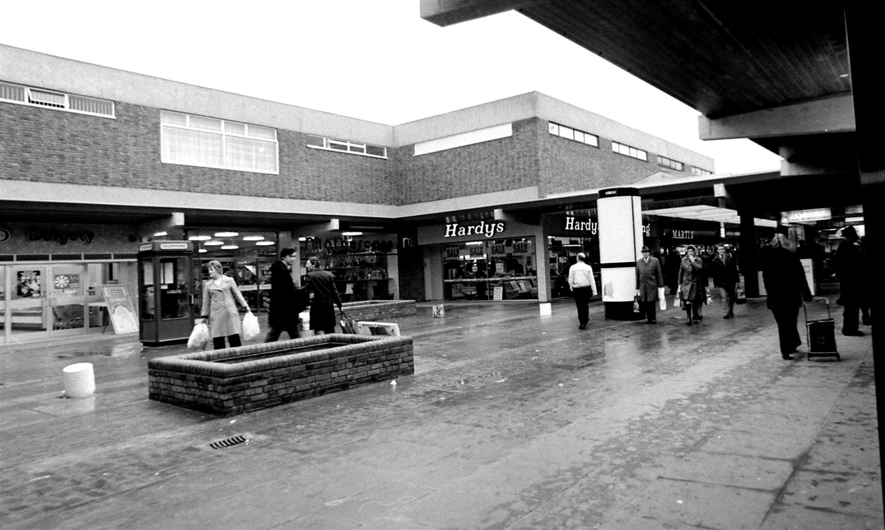 1975 - Now the lifts to the underground car park of County Square, this picture from 1975 illustrates the south mall and south square. Picture: Steve Salter