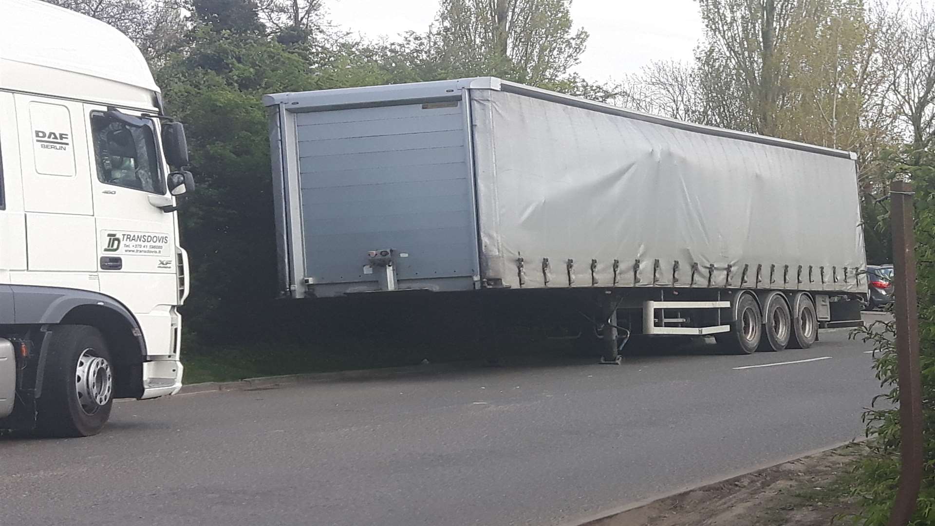 The trailer at the Matalan entrance