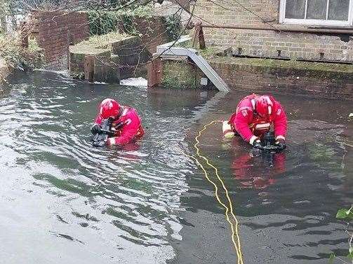 The police marine unit searched the River Dour near Dover