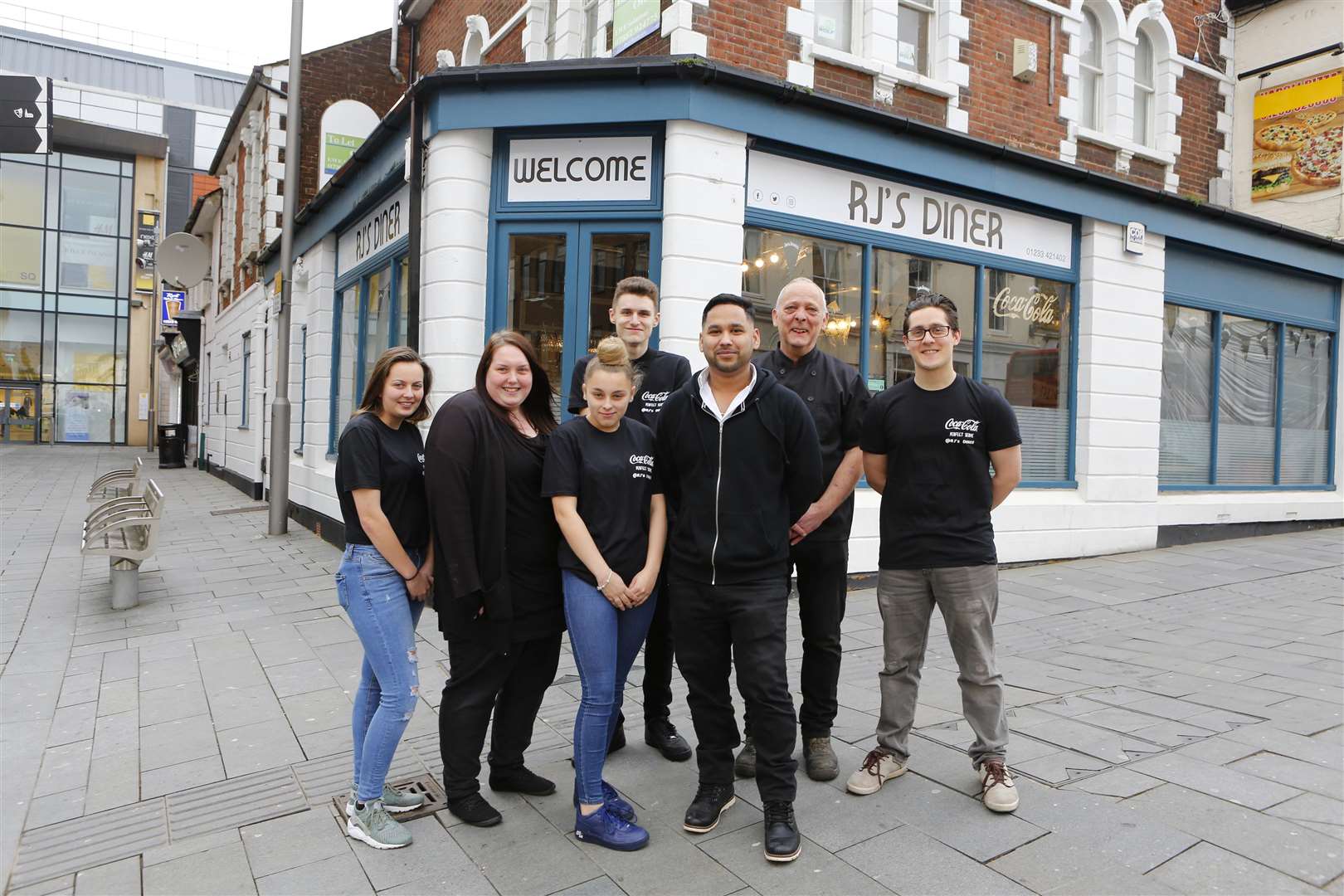 Staff outside RJ's Diner in Bank Street