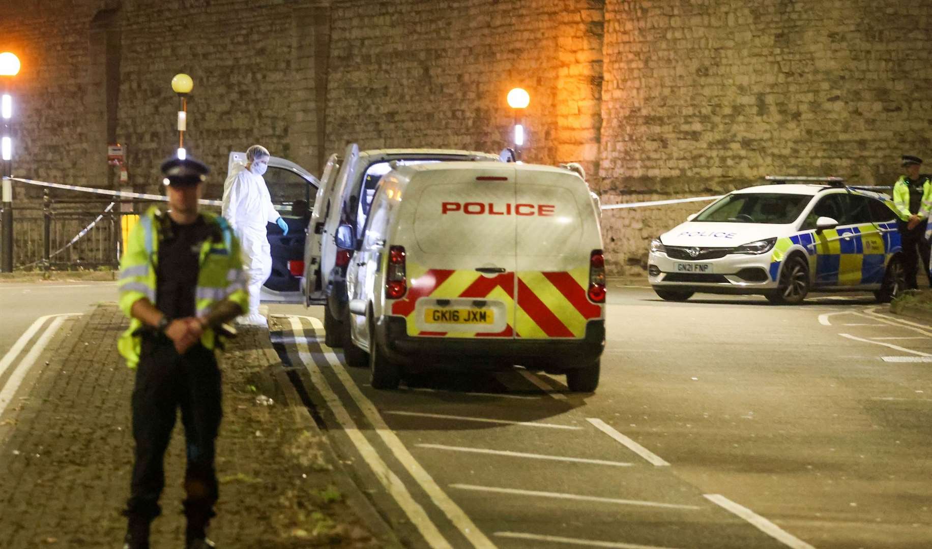 Police at the scene of the suspected murder near the Hare and Hounds pub in Maidstone. Picture: UKNIP