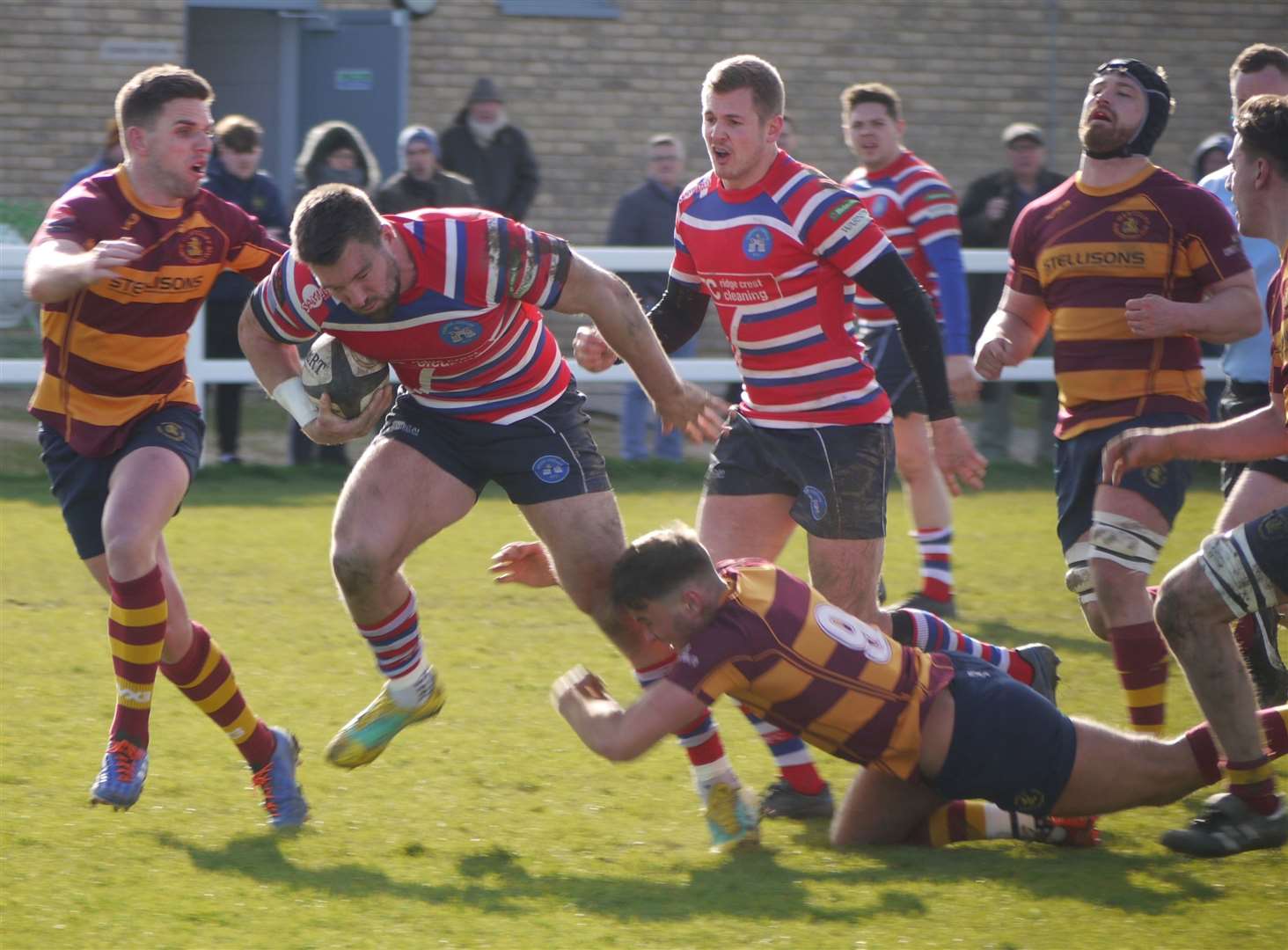 Finlay Coxon Smith crashing through for TJs against Westcliff last season. (43664360)