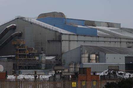 Snow on the roof of Thamesteel in Sheerness - it would have been too hot for the white stuff to settle when the plant was open