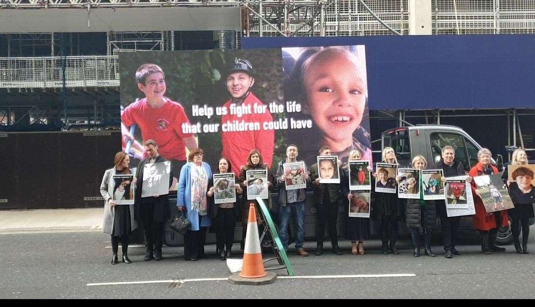 End Our Pain Campaigners with their digital poster van. Picture from Emma Appleby