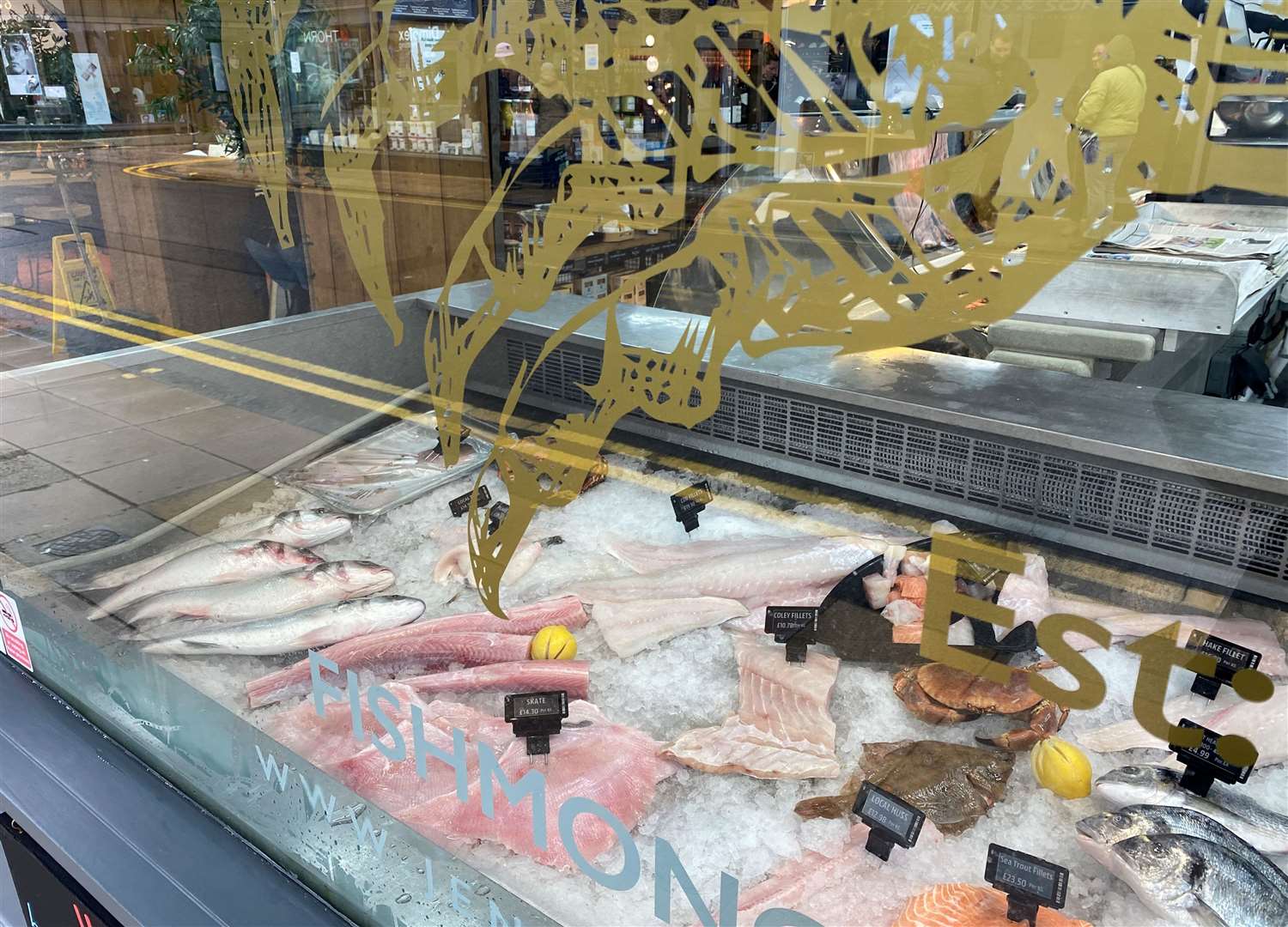 Our Eat My Words review of the Jenkins and Son seafood street food in Deal. The fresh fish counter window display is an eye-catching statement as you approach the shop