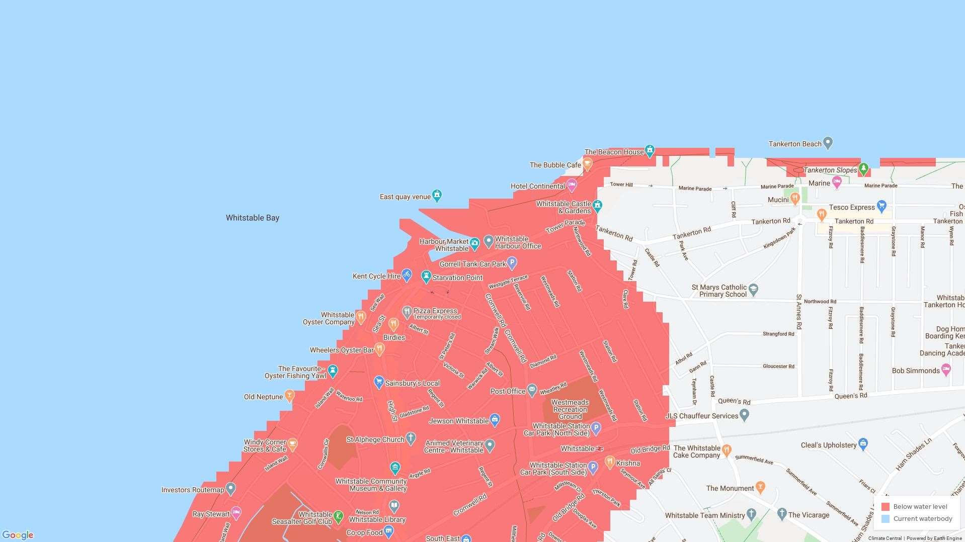 How Whitstable could look by 2050. Picture: Climate Central