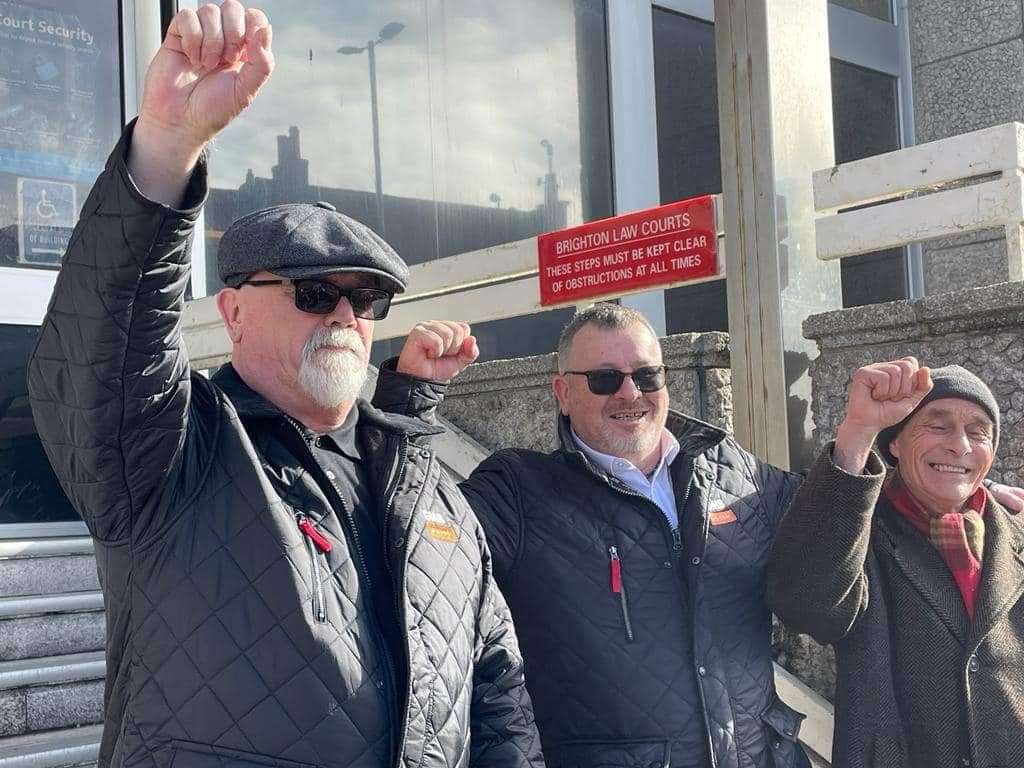 GMB union regional organiser Gary Palmer, left, with union colleagues Declan Macintyre, centre, and Carl Turner, right. Picture: Gary Palmer