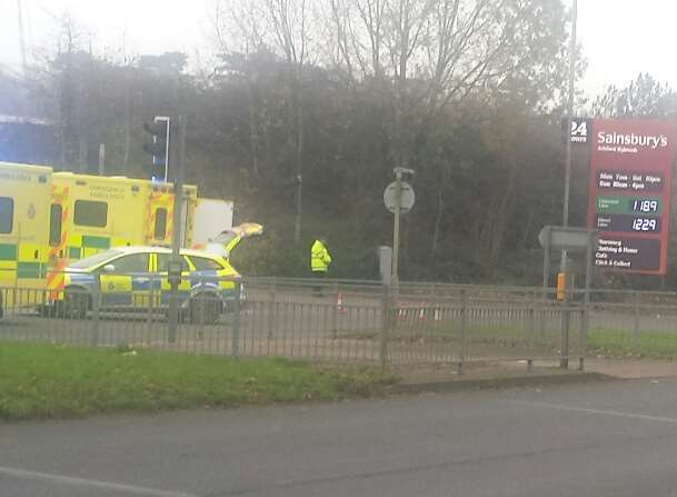 Emergency crews at the scene of the incident in Ashford