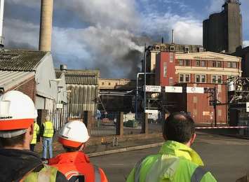 Smoke billowing from the building