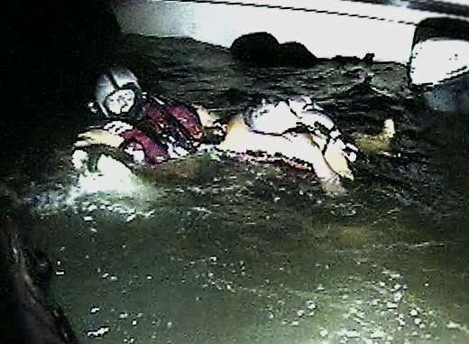 Sheerness Lifeboat RNLI rescues a man from the water