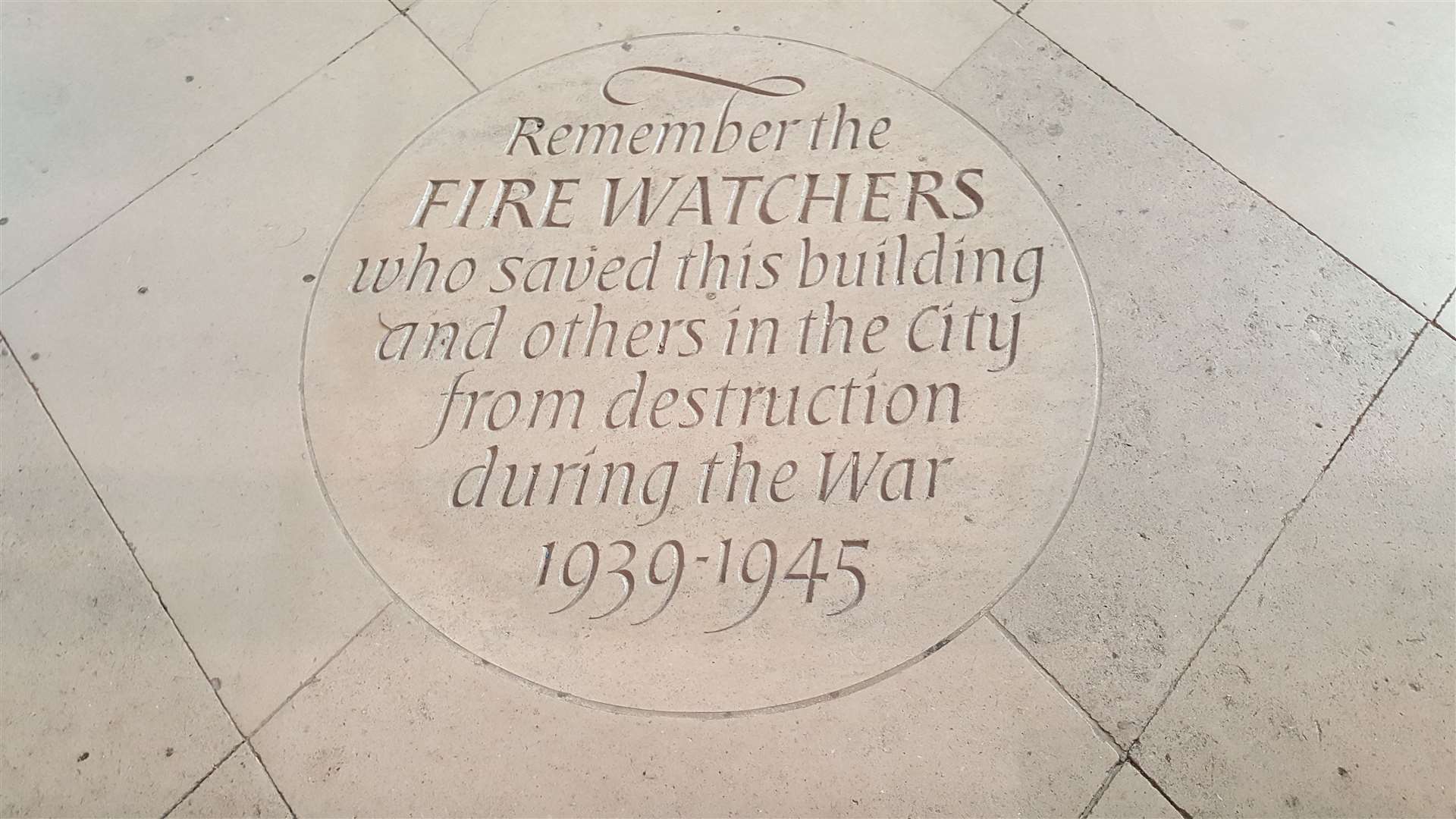 The memorial plaque to the cathedral fire watchers