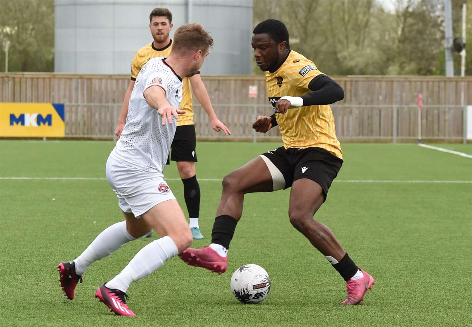 Chi Ezennolim in action for Maidstone at Truro on Saturday. Picture: Steve Terrell