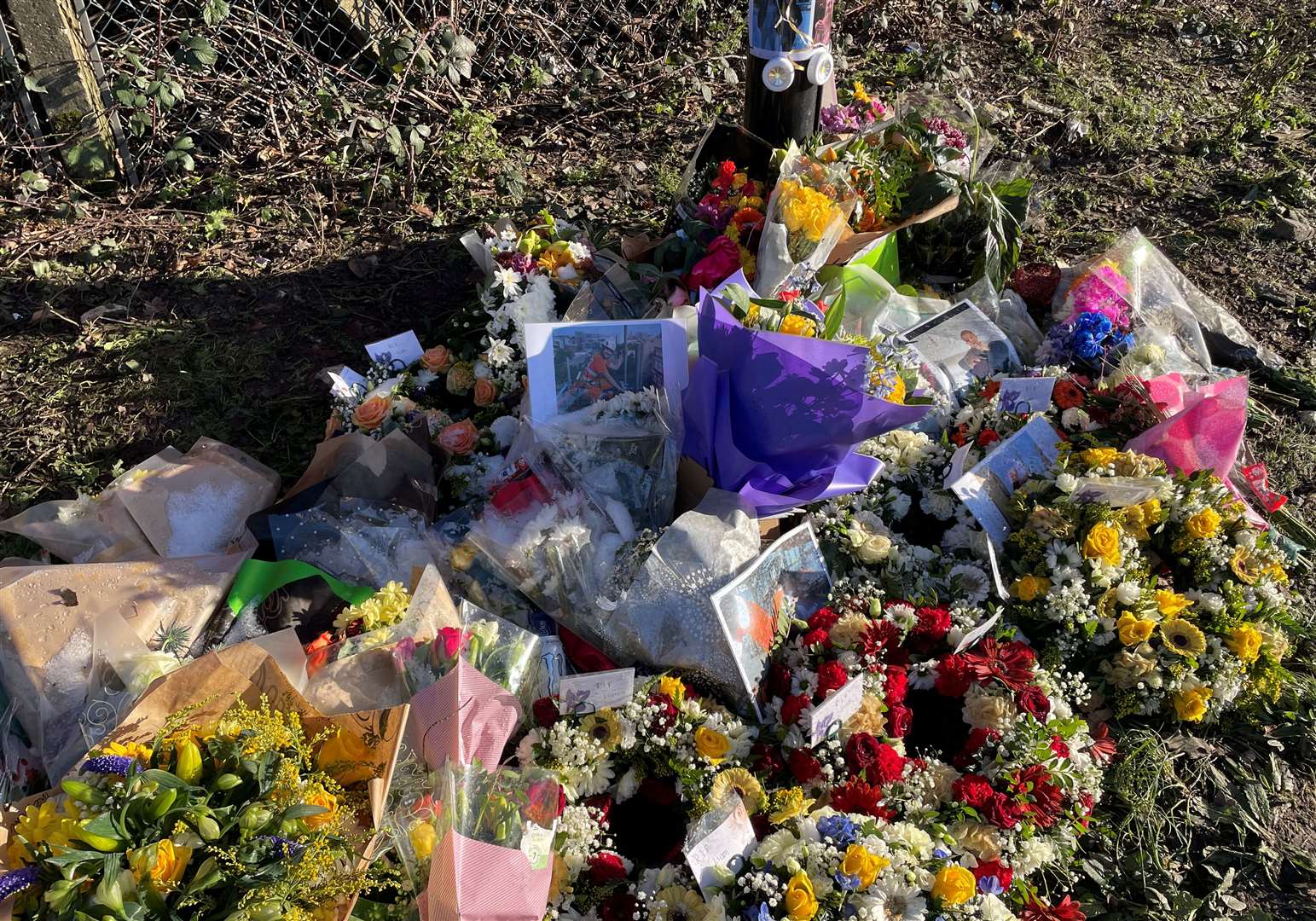 Tributes were left for Liam Dixon, 22, of Bull Lane, Eccles, who died in a crash on Rochester Road, Chatham, on January 3, 2024. Pictures taken on January 10,2024 Alex Langridge